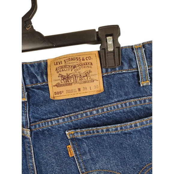Vtg 90s Levis 505 Blue Jeans Orange Tab Mens 38x30 Straight Leg Hi Rise (36x29) - Picture 2 of 10